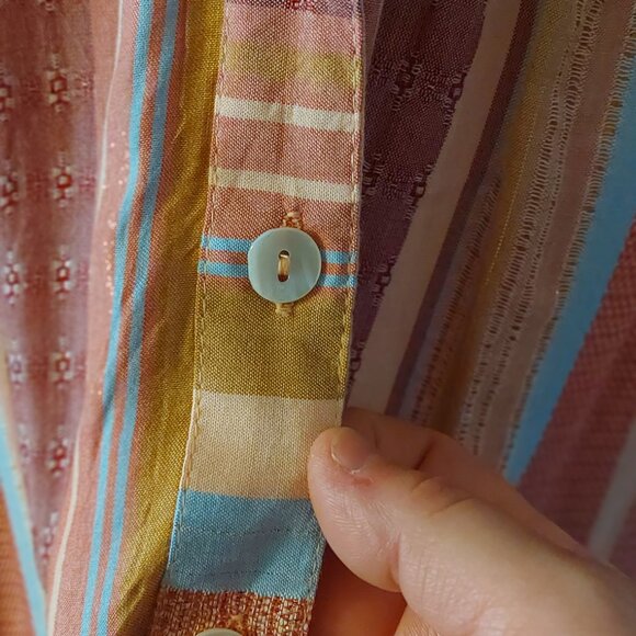 Women's Plus Size 2X Striped Button down Blouse Shirt Pastel colors 3/4 Sleeves - Picture 2 of 13